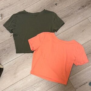 A New Day Olive and Coral Crop Tops